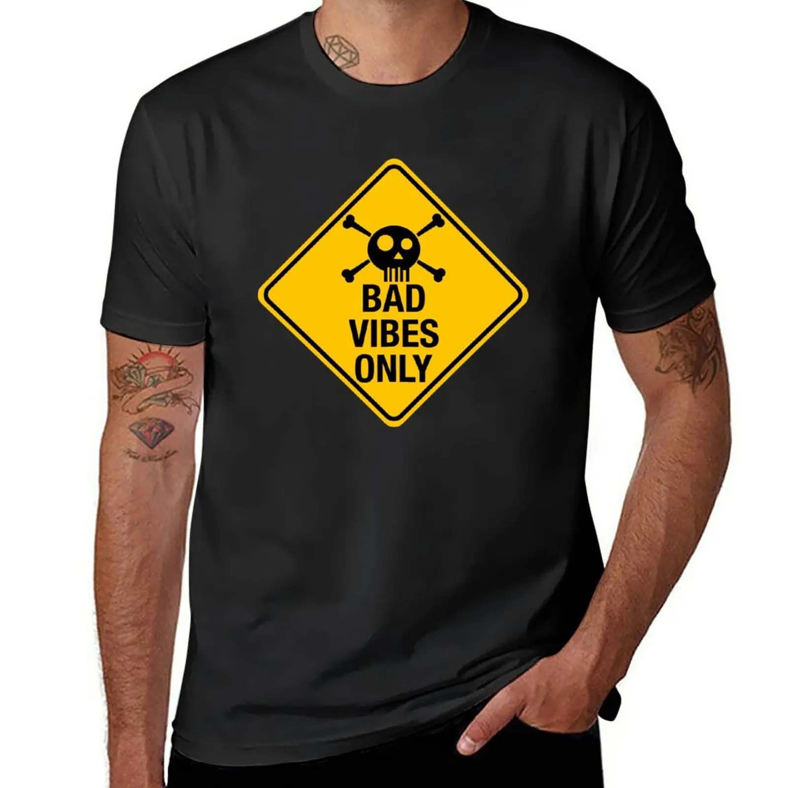 New Bad Vibes Only - Funny Sign T-Shirt tees cute tops mens graphic t-shirts big and tall