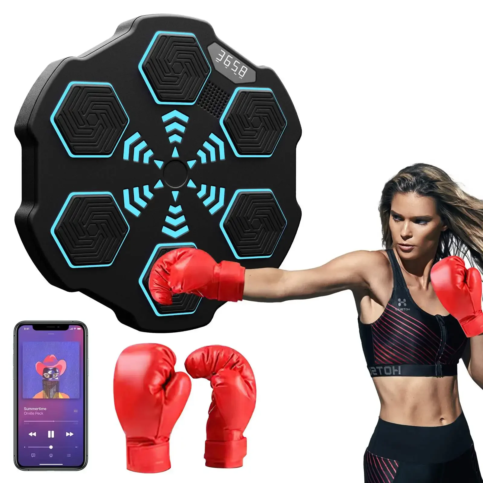 NEW музика бокс машина стена цел LED осветени бокс обучение пробиване оборудване с боксови ръкавици за любителски домашна тренировка