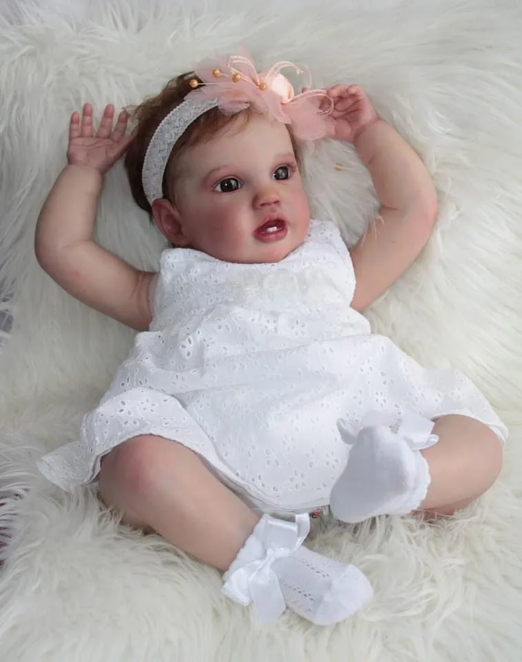 NPK 24Inch Reborn Baby Toddler Doll Новородено Lottie Princess Girl Lifelike Soft Touch 3D Skin Art Doll с ръка корен коса