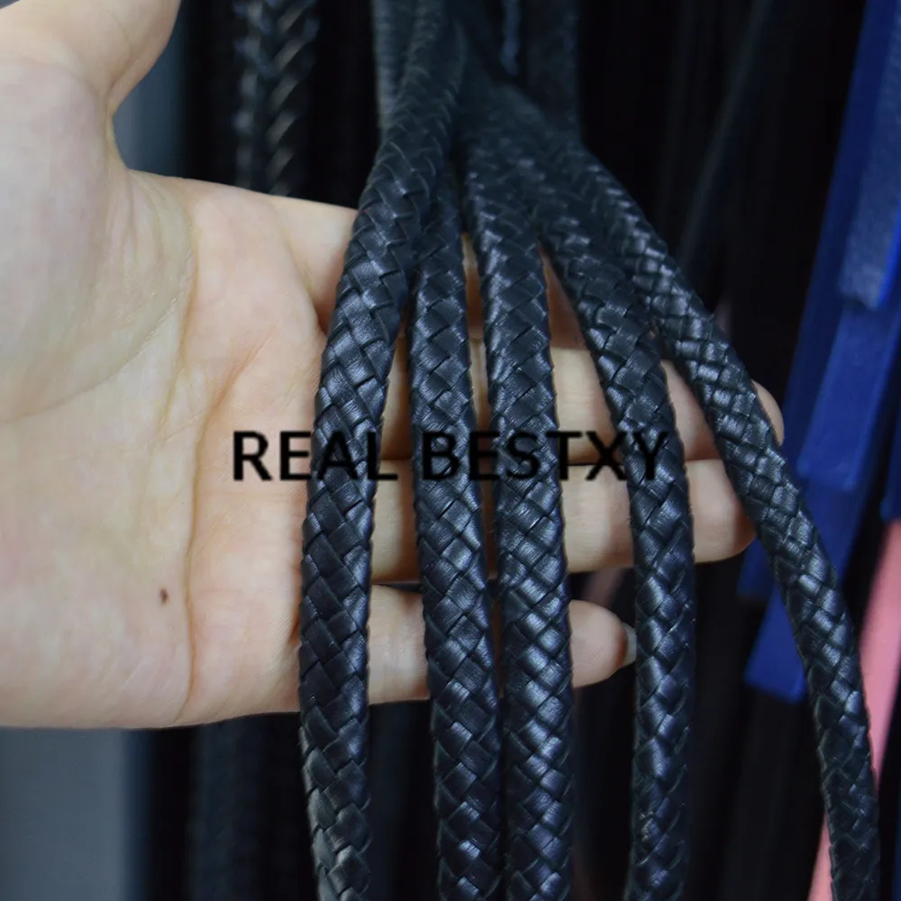 REAL BESTXY 5m/lot 10*5mm черни кожени каишки плетени кожени шнурове кожени струни за гривни, които правят diy super fiber