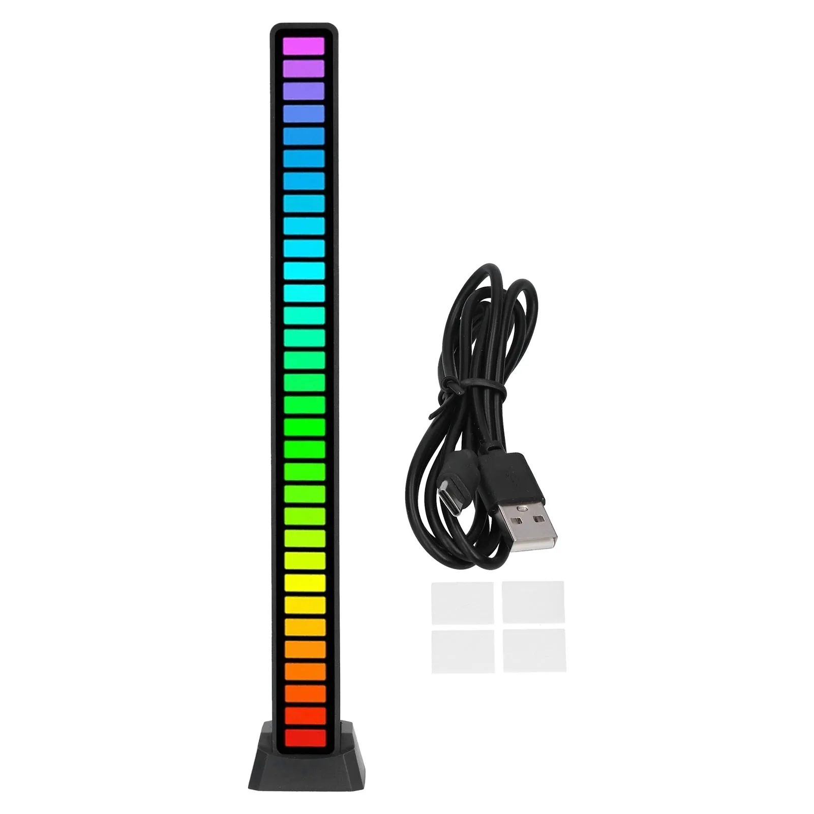 RGB Околна лампа Регулируема черна алуминиева сплав Намаляване на шума Гласово активирана светлина за студио за игрална зала за кола