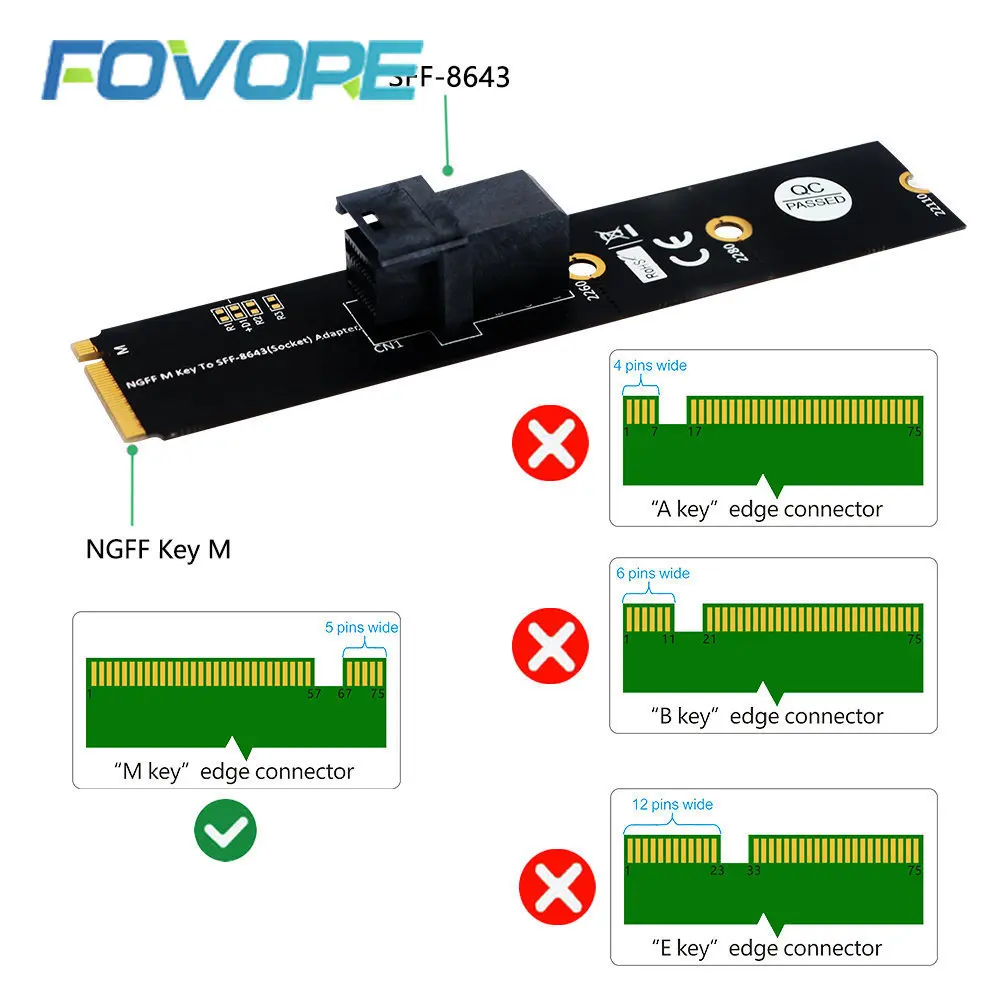 Riser Card M.2 Модул MiniSAS HD SFF-8643 36Pin конектор към NGFF M.2 Key M адаптер Поддръжка Intel 750 2.5& U2 SFF-8639 NVMe SSD