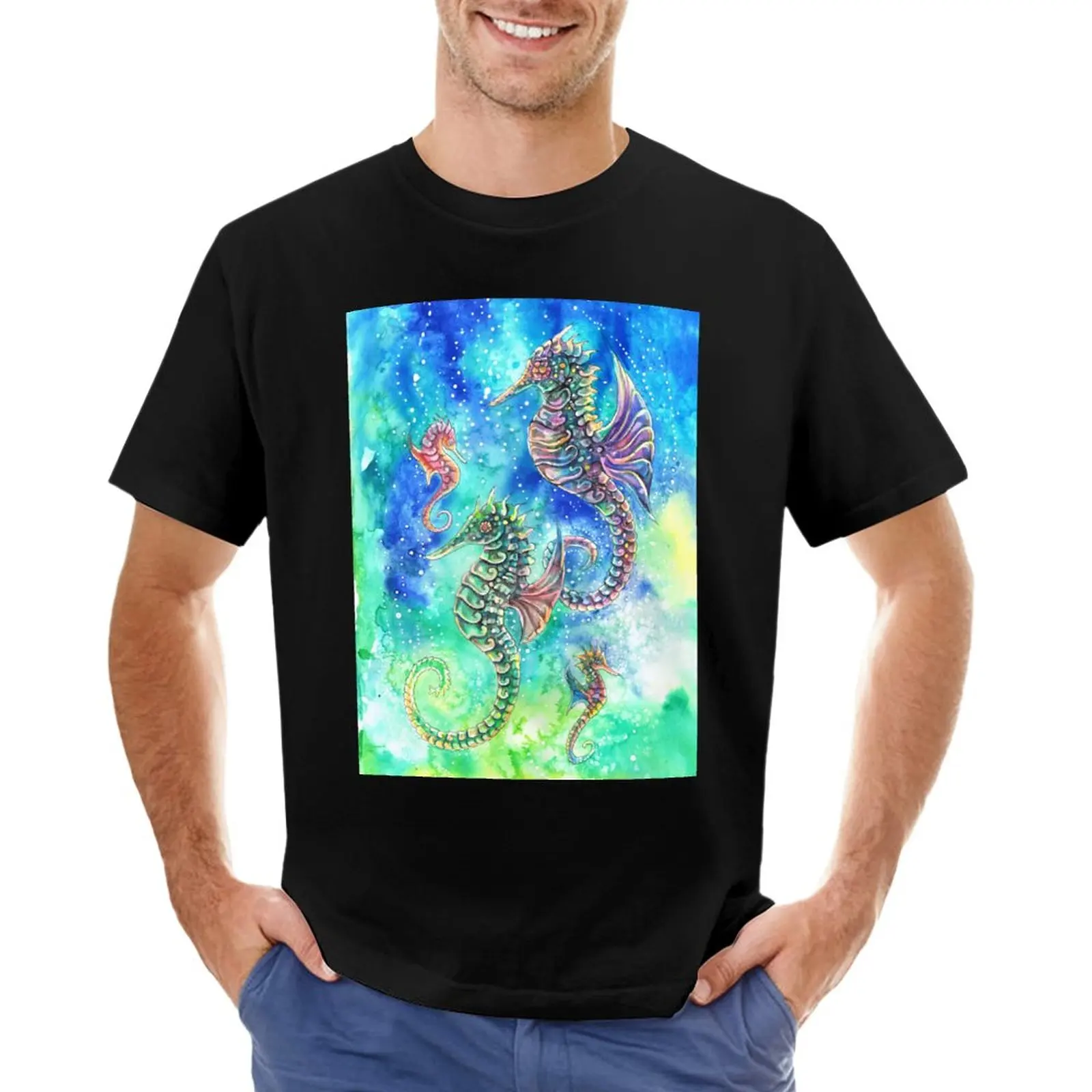 Sea Horse Family T-Shirt летни дрехи тениски мъжки мъжки тениска графичен