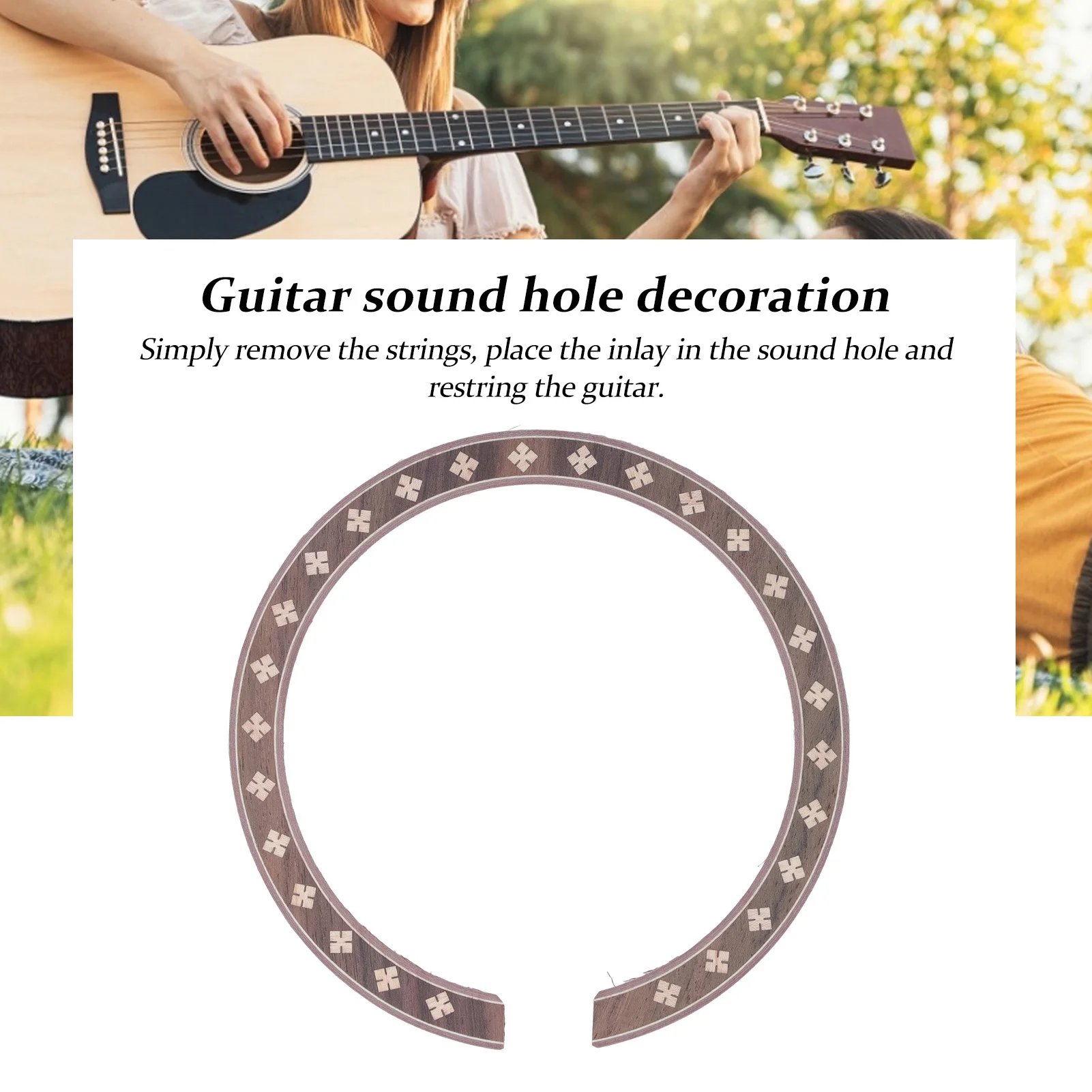 Soundhole розетка стикер стикер за акустична класическа 40in 41in китара водоустойчива китара дърво розетка фолк soundhole декорация