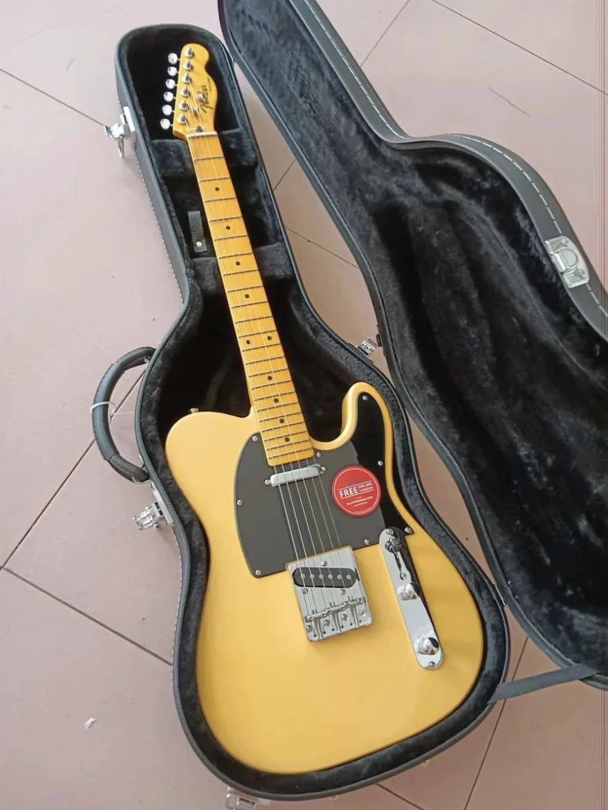 T L китара тяло прозрачен жълт цвят кленов пръст висококачествена ръчно изработена китара Безплатна доставка