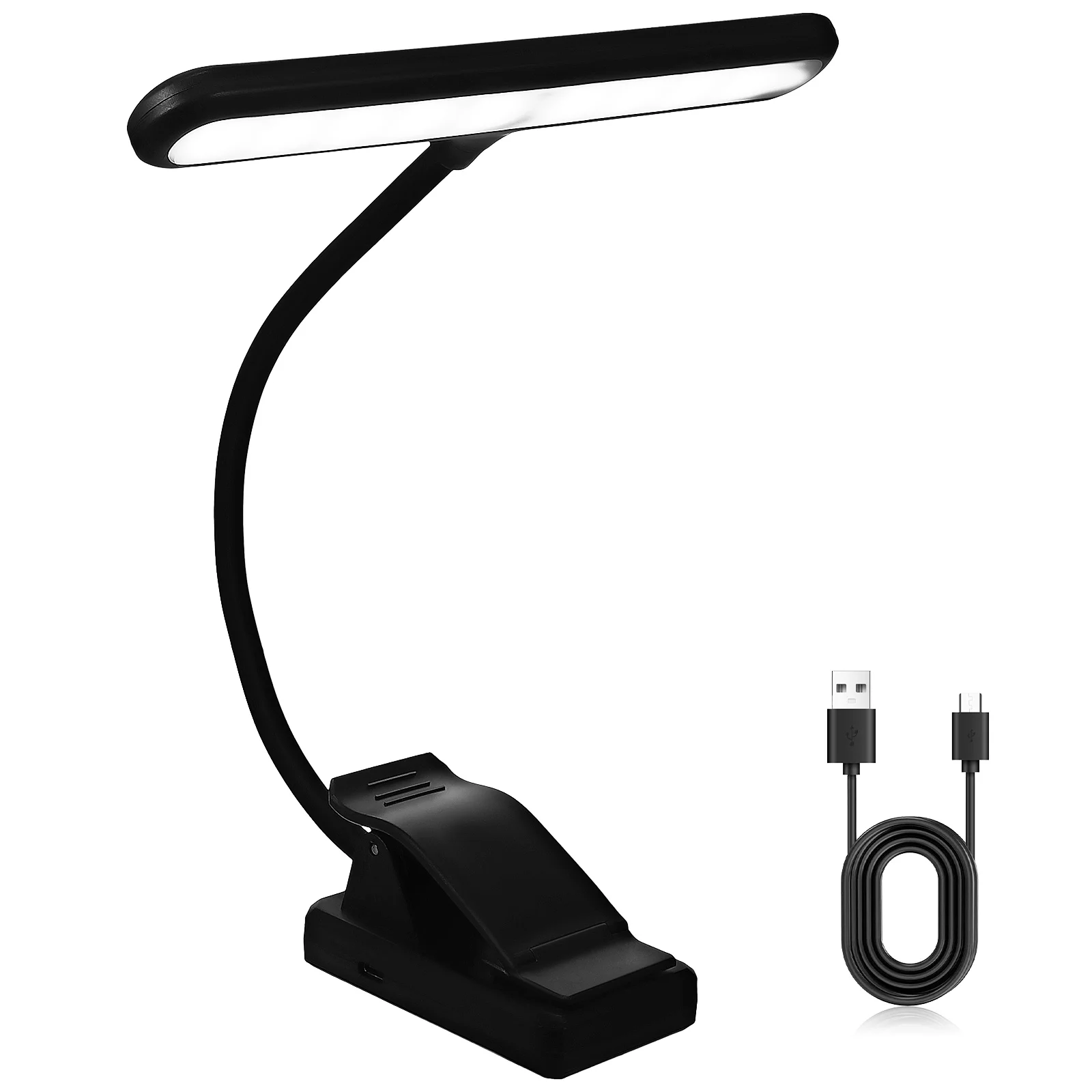 Xy-2069 Дисплей за зареждане на мощността 27 нива на светлините Четене на USB книга клип на лампа LED абажур Материал: пластмаса за книги пиано