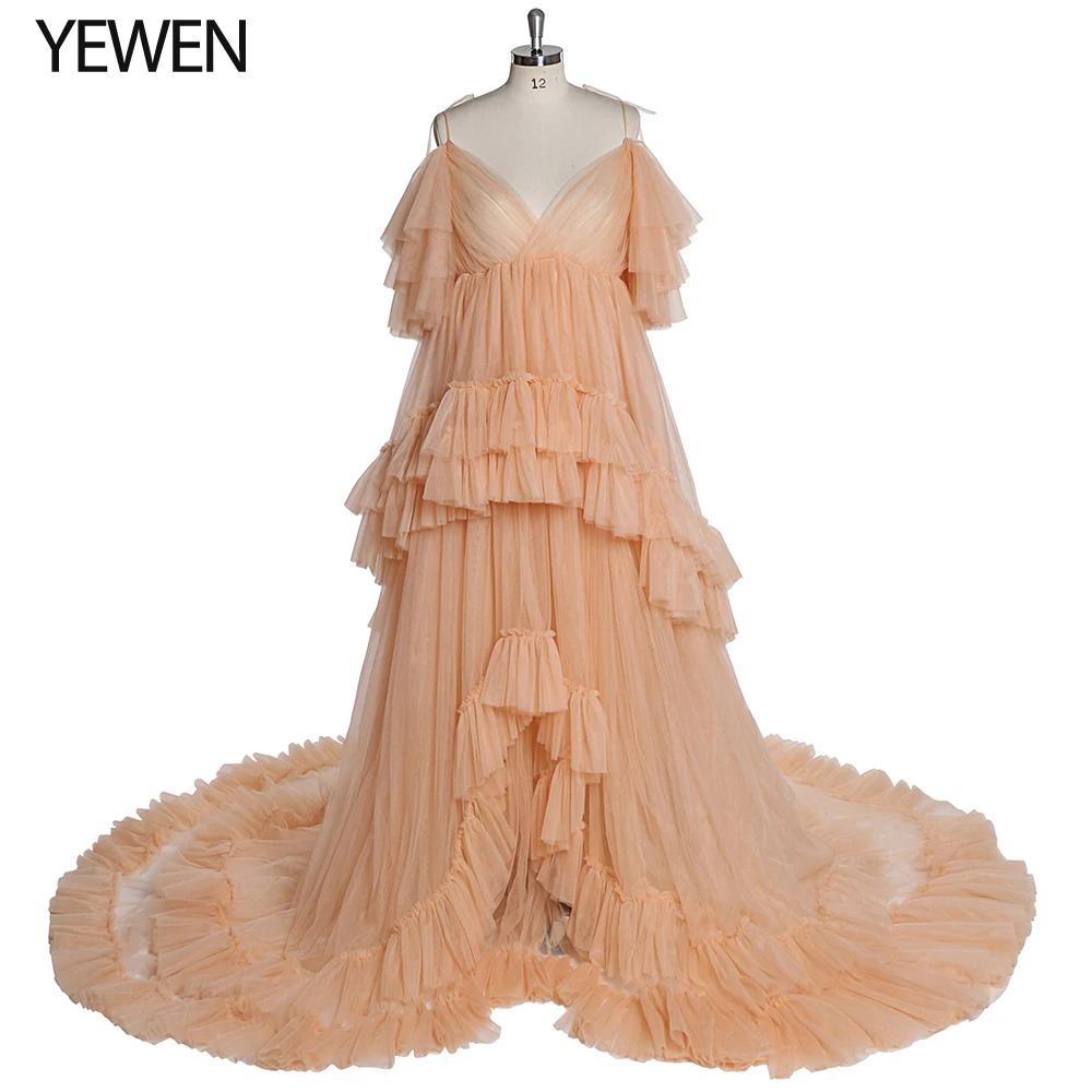 Yewendress дълъг ръкав Вижте вечерна рокля за фотосесия цветя 2020 майчинство вечерна рокля бала рокля