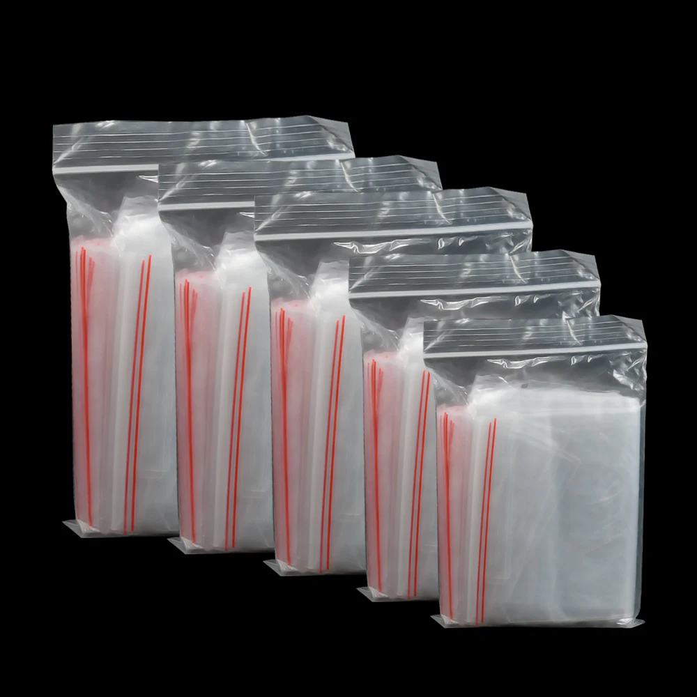 Zip заключване пластмасова торбичка за многократна употреба прозрачна чанта за съхранение Поли ясни чанти за хранителни бижута бонбони опаковка дебелина 0.08mm