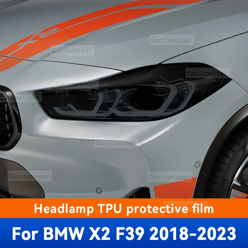 Автомобилни фарове Защитно фолио Преден капак на фара Опушен черен TPU филм аксесоари стикер за BMW X2 F39 2018-2023