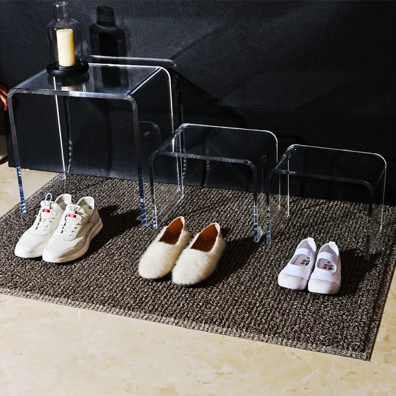 Акрилна табуретка за баня Мини странична маса за смяна на обувки Домакинска прозрачна седалка за хол Прости модерни мебели
