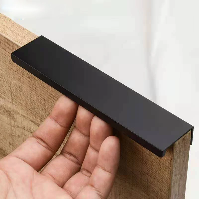 Алуминиева мода скрита шкаф издърпайте черен шкаф дръжки спалня дръпнете хардуер копчета