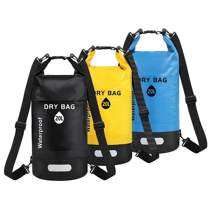 Водоустойчива суха чанта 10L 20L PVC раница за плуване Преносим плаж плаващи сърф чанти Спортна чанта Външна кофа чанти XM250