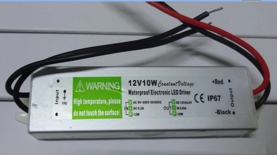 водоустойчиво LED захранване; AC90-250V вход; 12V/10W изход; IP68; CE и ROHS;