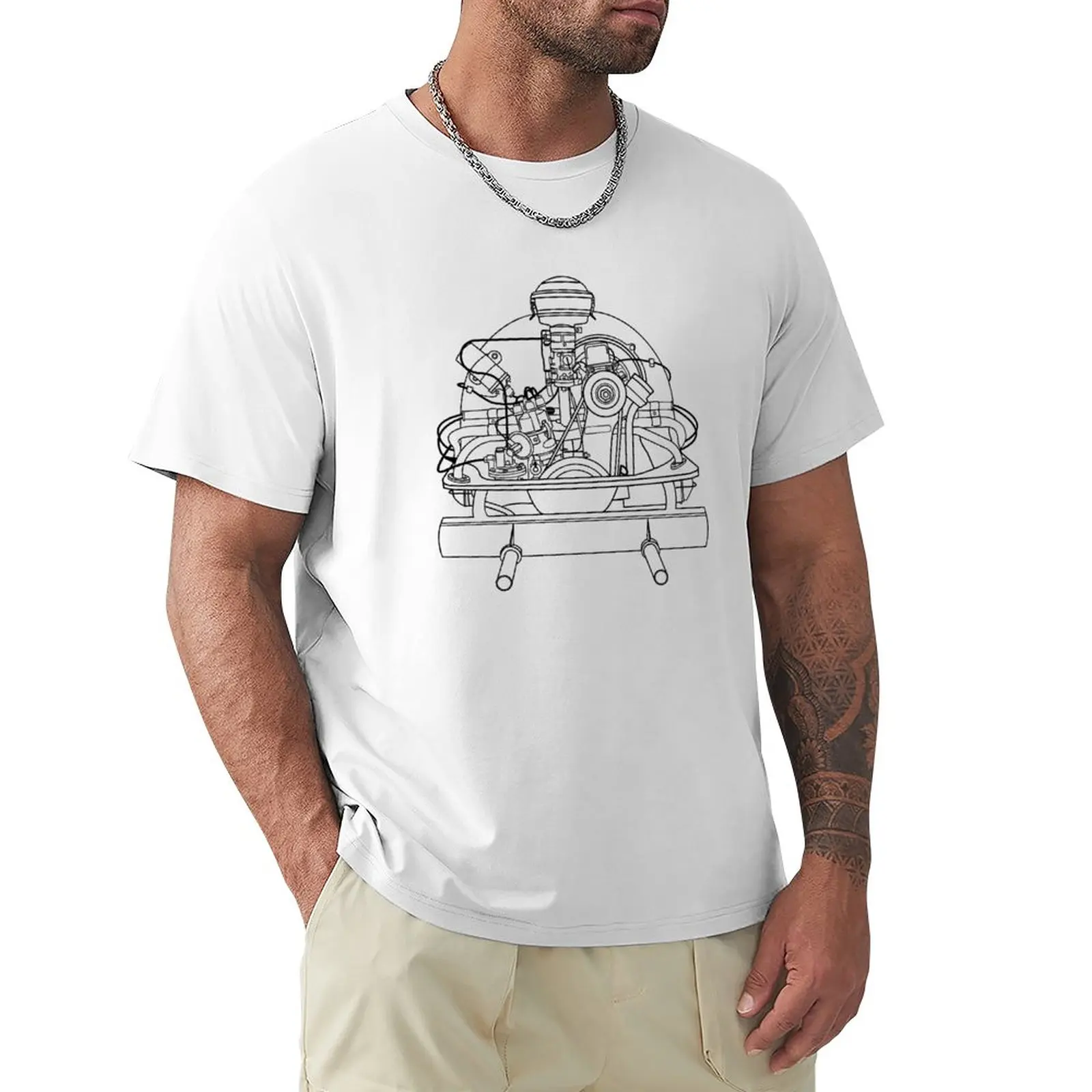 въздушно охлаждане двигател бъг / автобус склад тениска хипи дрехи митници дизайн свой собствен пот Мъжка памучна тениска
