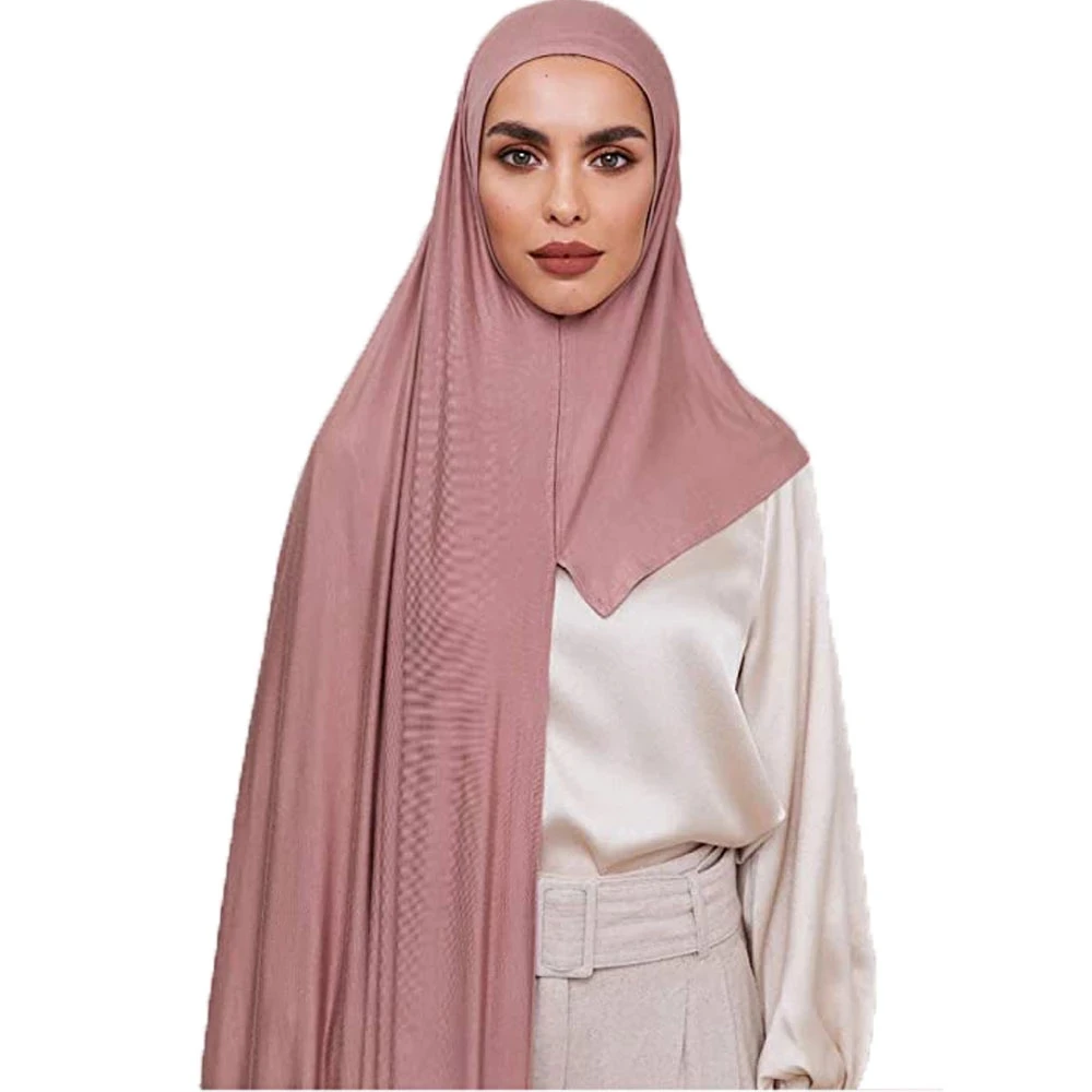 голям размер мюсюлмански жени премия контур миг памук Джърси хиджаб шал Джърси хиджаб шалове с обръч без игла забрадки лента за глава