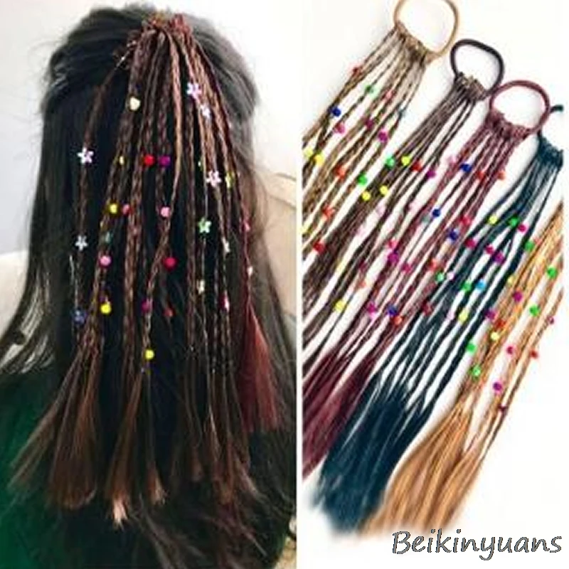 Детска ръчно изработена перука еластична лента за коса Размерни кукли цветя гумена лента аксесоари за коса Шапки за момичета Лента за глава