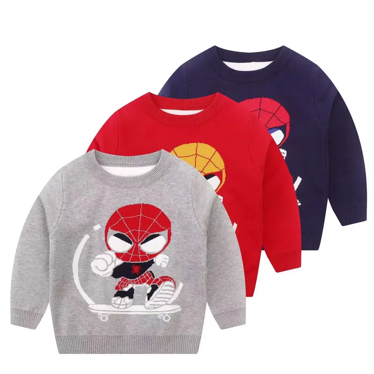 Детски есенни зимни дрехи Момчета момичета пуловери Спайдърмен дебел плетен памук карикатура Капитан Америка Детско палто Outfit Tops