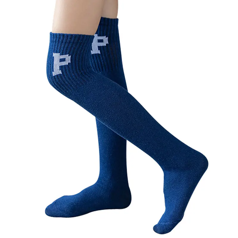 Детски чорапи до коляното за деца момичета момчета писмо P дълги високи спортни памучни тръбни чорапи твърди деца мода 3-12 години