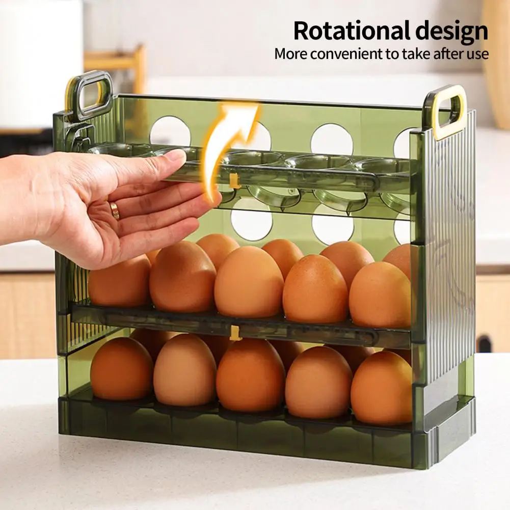 Държач за яйца 2/3 слой дизайн Въртяща се тава за яйца Голям капацитет Спестяващ място Защитен хладилник за съхранение Кутия за съхранение на яйца