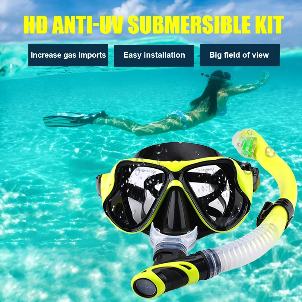 Един размер подводни очила силиконова маска за гмуркане с шнорхел Очила Водонепроницаем безопасен регулируем лесен монтаж Аксесоари за плуване
