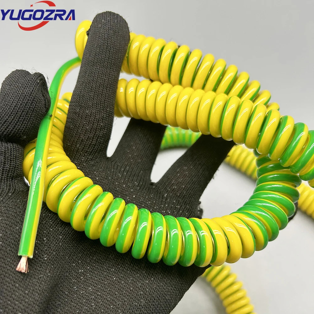 Едножилен захранващ кабел Спирала жълто-зелен пружинен проводник Заземяващ проводник 0.5 0.75 Квадратен двуцветен спирален кабел