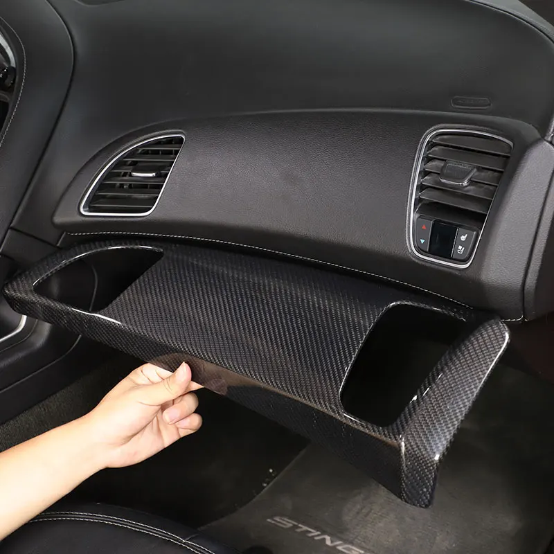За Chevrolet Corvette C7 2014-2019 истински въглеродни влакна Car Center Control Dashboard air outlet frame trim cover car Аксесоари