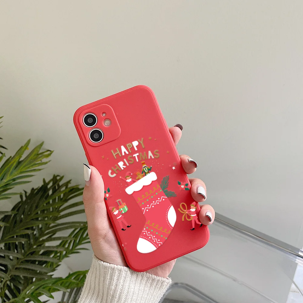 За IPhone 13pro Merry Chrismas Дядо Коледа подарък телефон случай за IPhone 14 13 11 12 Pro XR XS MAX 8 X 7 14 плюс 13mini червени корици