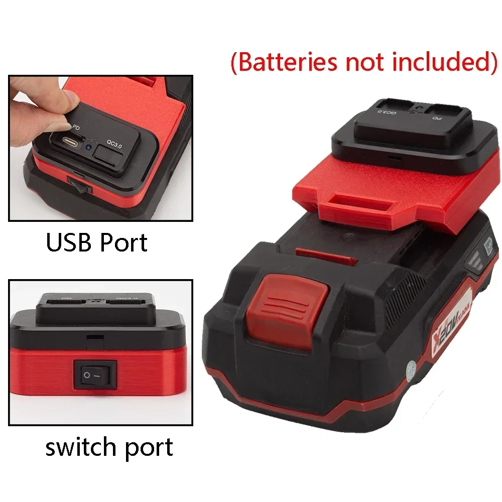 За Lidl Parkside 20V Li-ion батерия бързо зарядно PD / QC3.0 USB захранващ адаптер-аксесоари за електроинструменти (батериите не са включени)