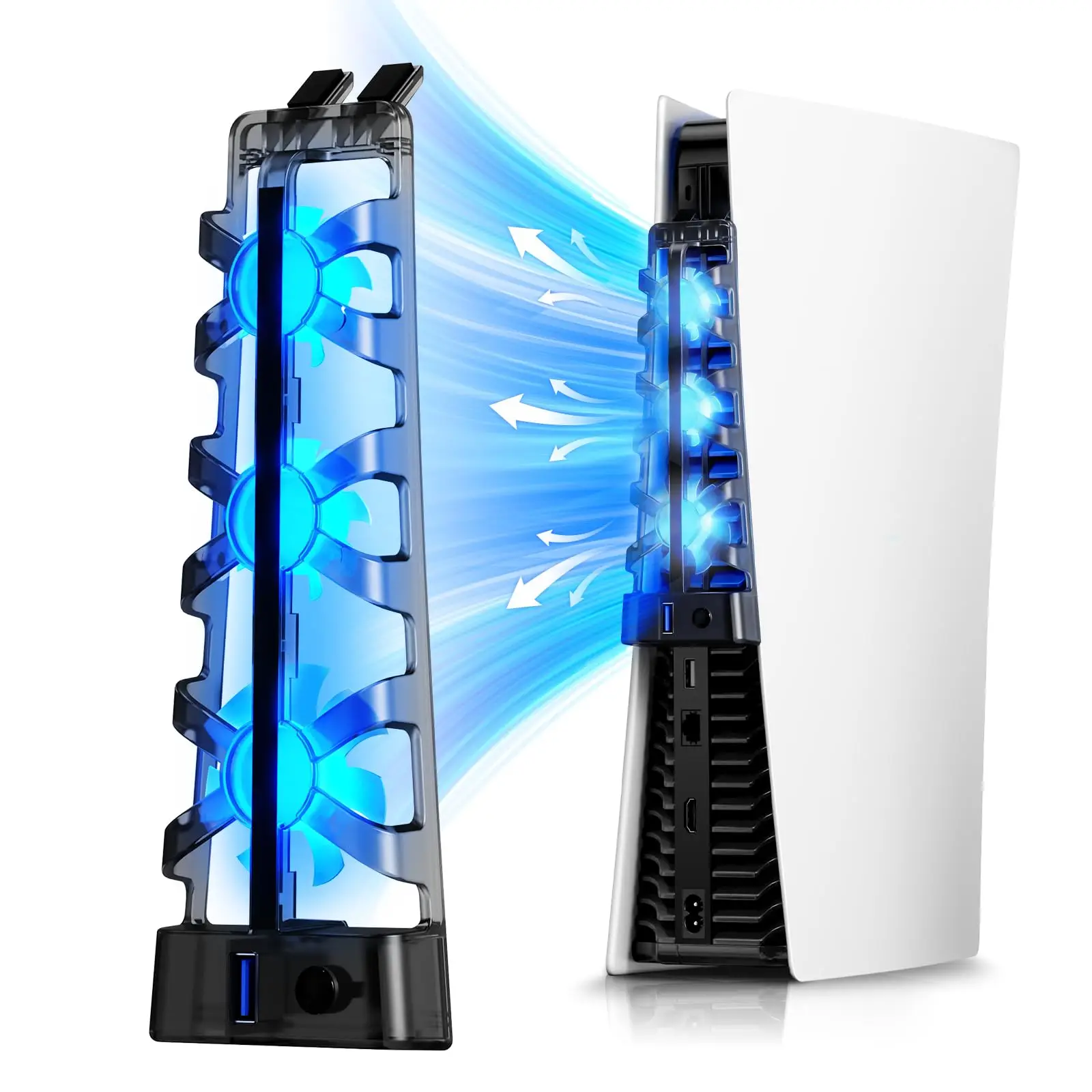 За PS5 аксесоари Охлаждащ вентилатор с LED светлина за Playstation 5 Дискови и дигитални издания Гейминг Аксесоар Охладителна система