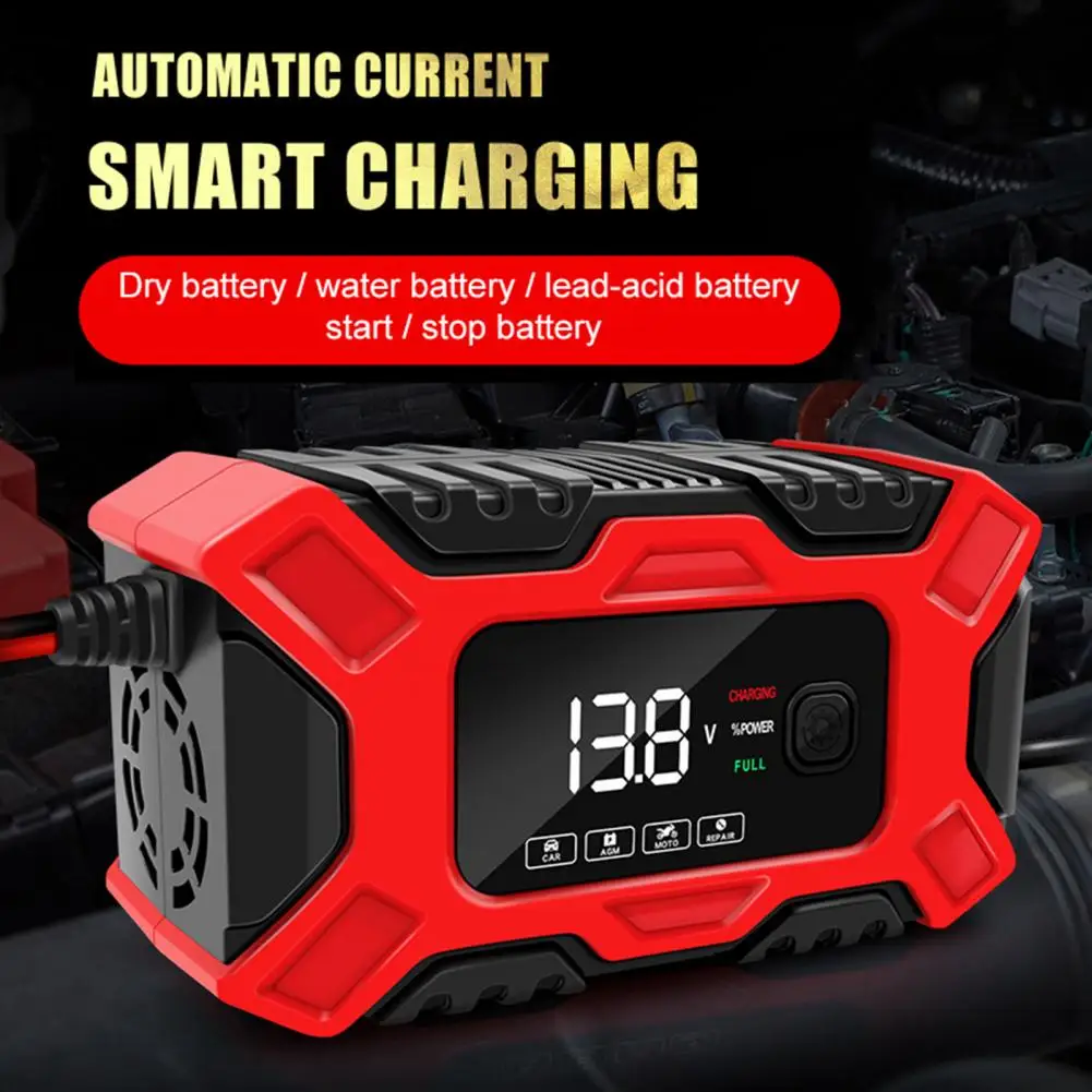 Зарядно устройство за батерии Високо съвместимо 4-120Ah Защита от полярност Оловно-киселинно зарядно за акумулатор за кола Зарядно за акумулатор за кола за SUV