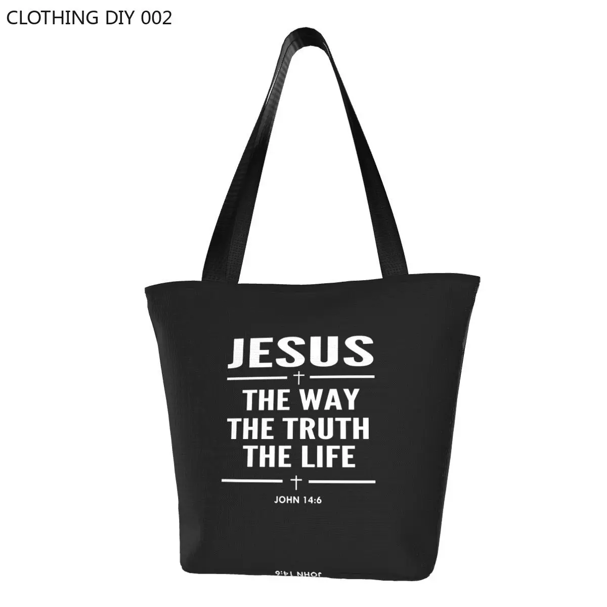 Исус Животът хранителни стоки Tote пазарска чанта религия кръст християнска вяра платно купувач рамо чанти голям капацитет чанта