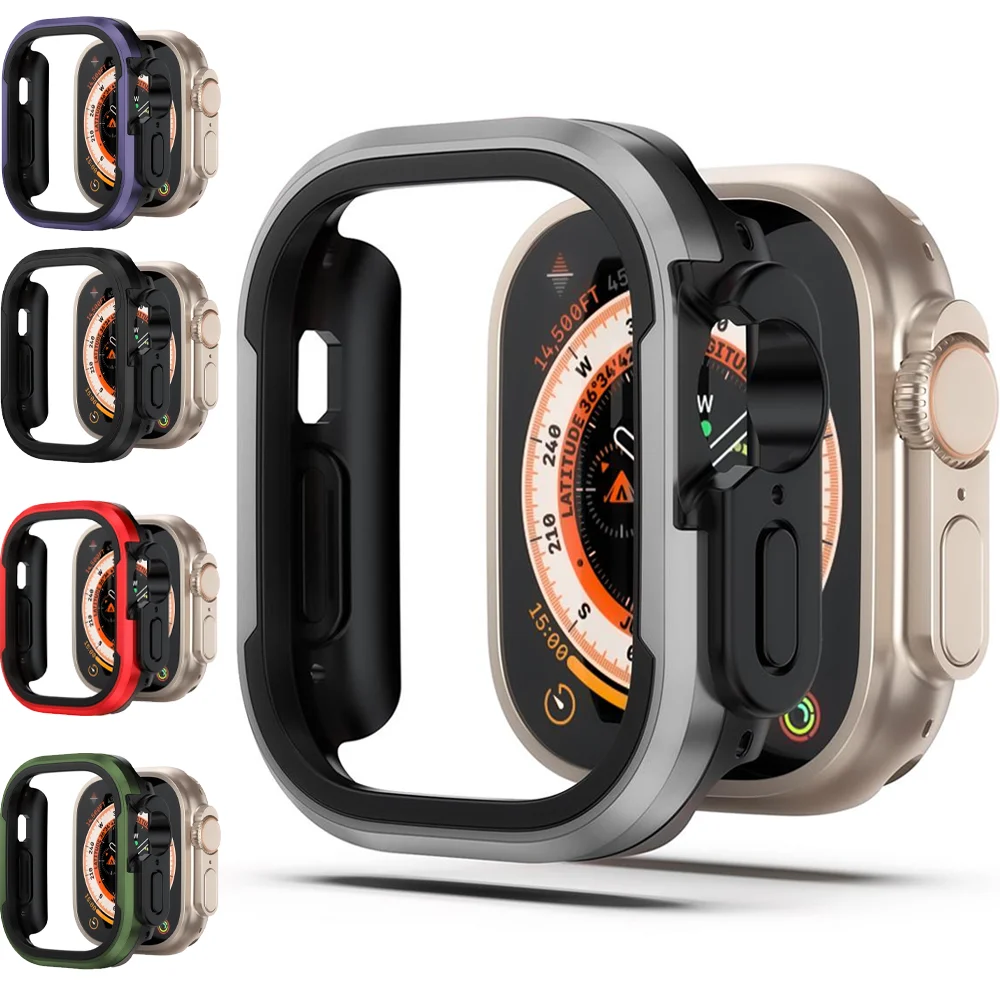 Калъф за Apple Watch Ultra 49mm Метални аксесоари Протектор TPU броня Закалена серия iwatch 8 7 6 SE 45mm 41mm 44mm 40mm капак