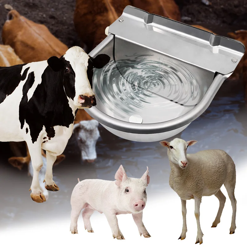  Купа за питейна вода от неръждаема стомана с изход за дренажен отвор Автоматично поплавъчно земеделско корито за говеда Овчарско куче Кон