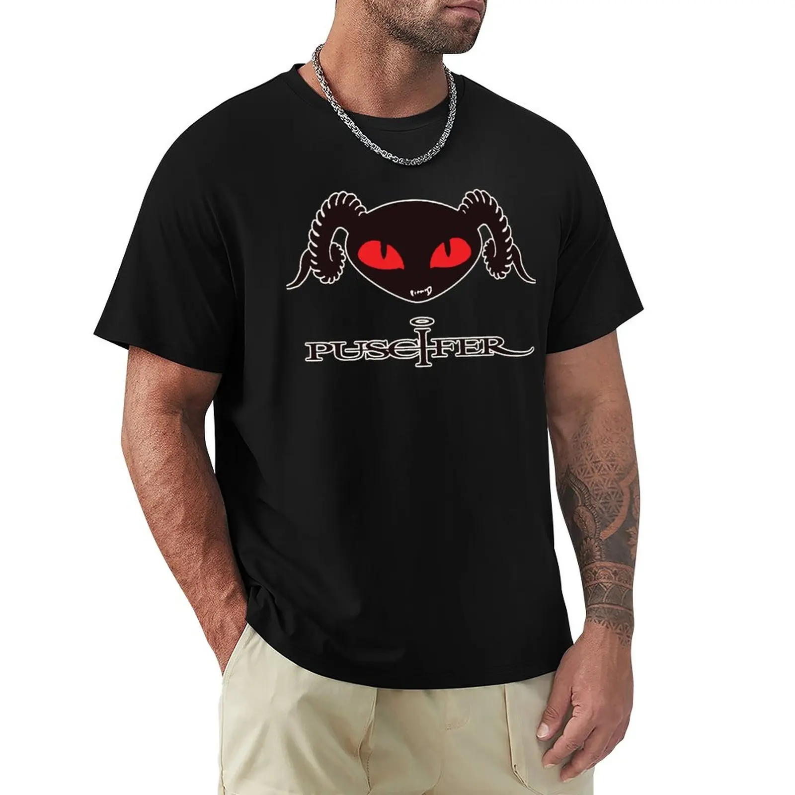 Лого черно ретро Puscifer рок музика тениска тениска извънгабаритни блуза мъже