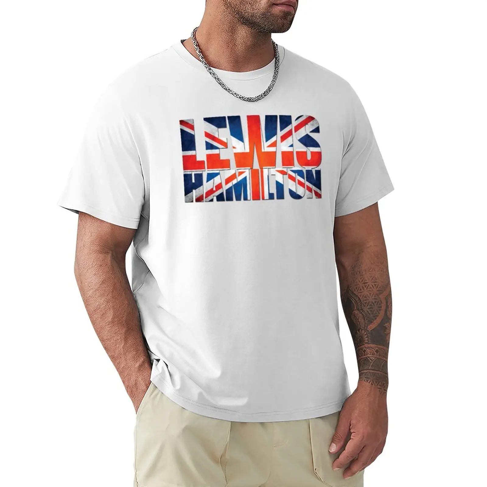 Люис Хамилтън - Тениска с британско знаме Къс ръкав обикновена тениска мъжки дрехи мъжки дрехи