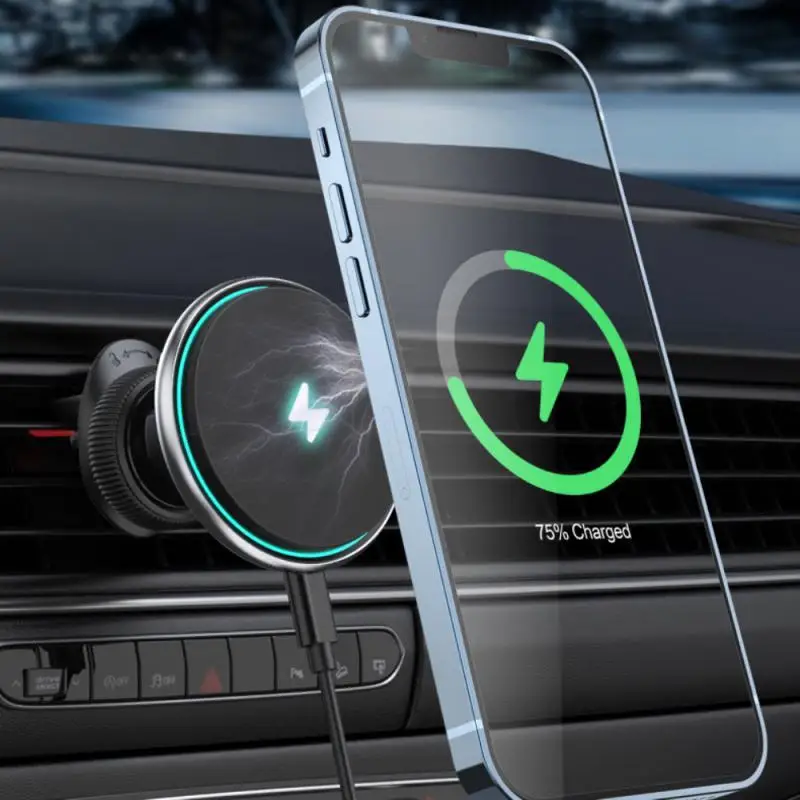 Магнитен държач за телефон за кола Безжично зарядно QC3.0 15W автомобилен въздушен изход Вентилационна стойка за iPhone 14 13 12 Xiaomi Huawei Samsung LG