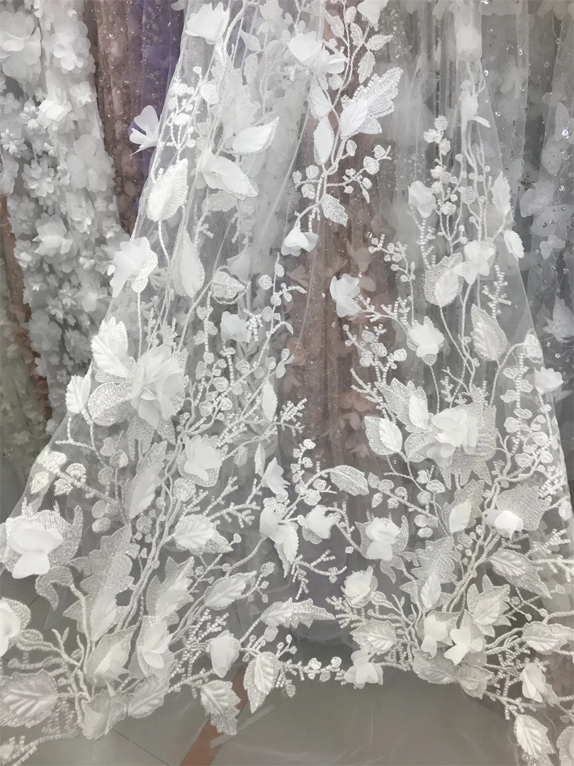 Модерна сватбена бродерия тюл окото дантела 3d цвете JIANXI. C-1306.2914 пайети Вечерна рокля Fabric