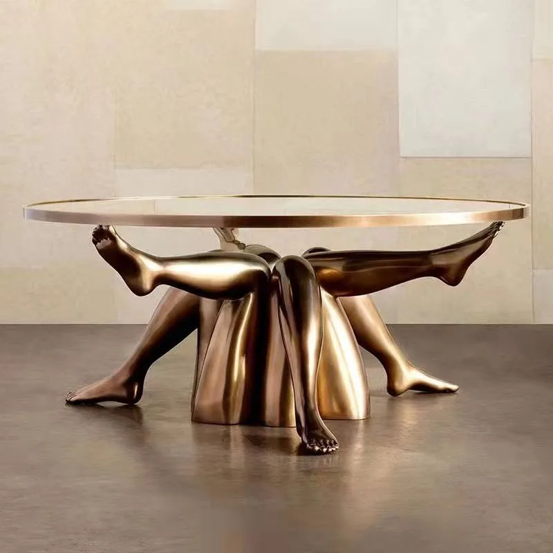 Модерно изкуство фибростъкло галванично красота крак чай маса дизайнер модел стая хотел личност кръгла маса