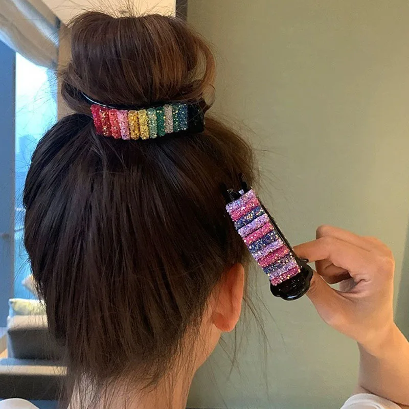 Нова дъга коса нокът клип за жени кюфте главата коса стайлинг инструменти бонбони цвят фиба аксесоари