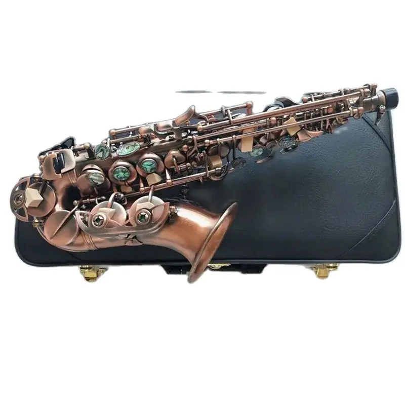 Нова марка S-992 BbTune музикален инструмент Фосфорирана мед Висококачествен извит сопран Саксофон с мундщук