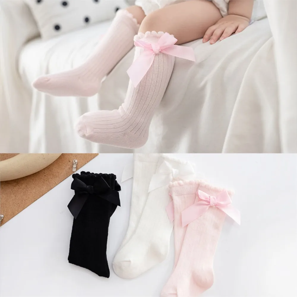 Новите детски чорапи Пениран памучен възел Принцеса Чорапи Анти-комари Новородено бебе чорапи коляното високи ботуши чорап