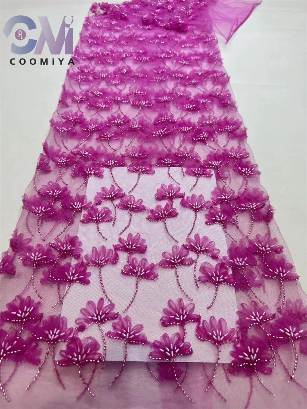 Ново пристигане гореща продажба 5Y парти рокля серия ръчно изработени 3D малки цветя бродерия мъниста и пайети високо качество плат