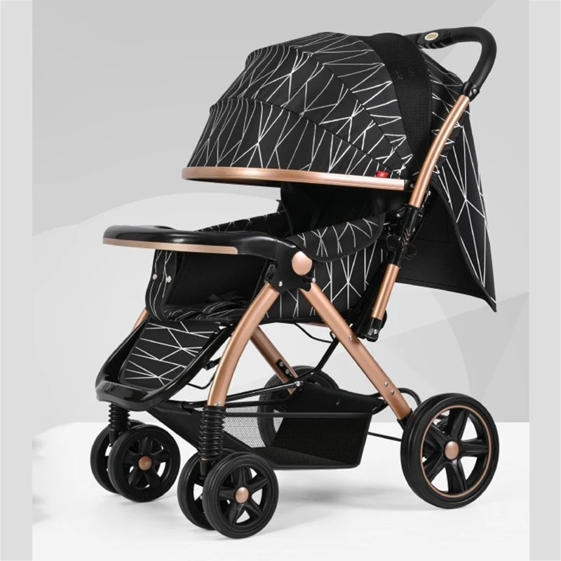 Новородената бебешка количка може да седи и да лежи 0 ~ 4 години Лека сгъваема количка за окачване с един ключ Дишаща и топла