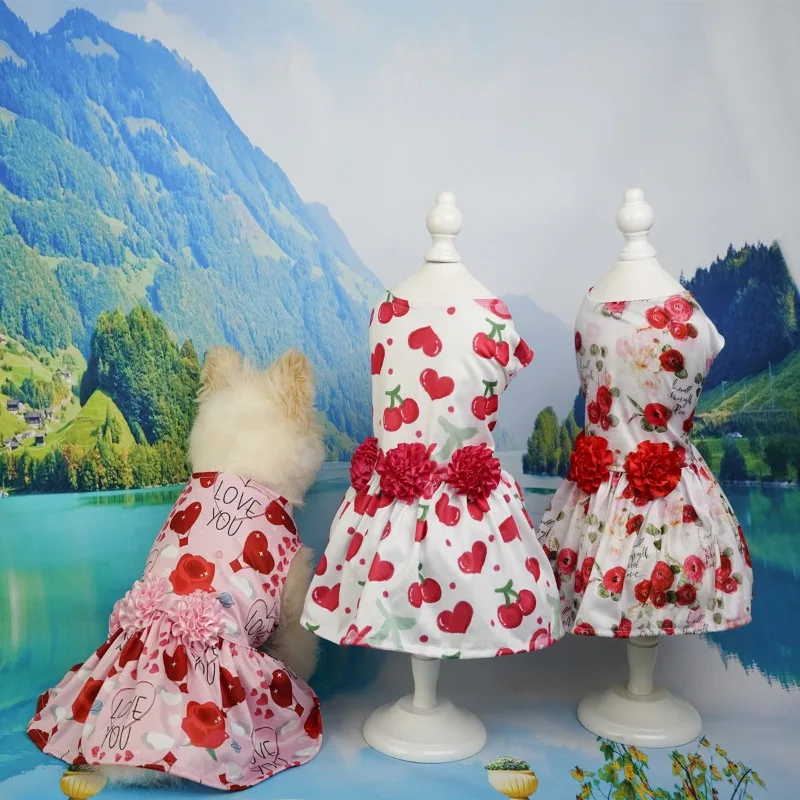 Облекло за домашни любимци Куче Котка Консумативи за Свети Валентин Принцеса Сладка рокля Малко средно куче