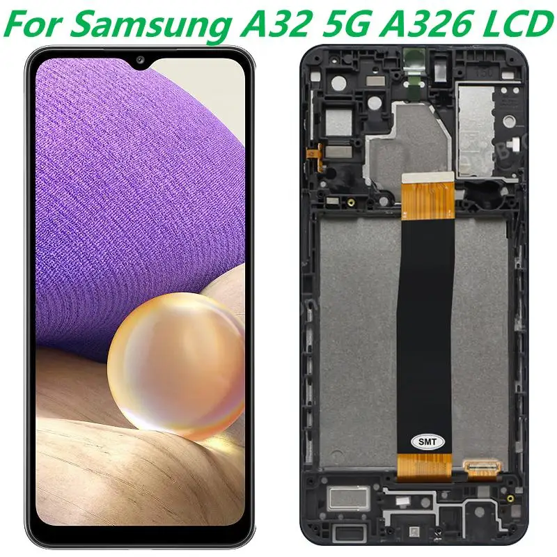 Оригинален 6.5 За Samsung Galaxy A32 5G A326 С рамка сензорен екран дигитайзер за Samsung A32 5G SM-A326B LCD резервна част