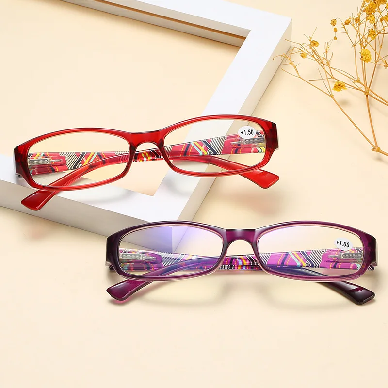  Очила за четене Модни пролетни крака анти синя светлина Пресбиопия очила +1.0 До +4.0