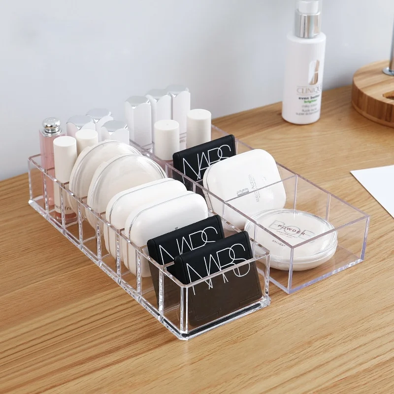 Прозрачен акрил козметика кутия за съхранение грим притежател бижута грим организатор за дома пластмасови настолни кутии за съхранение