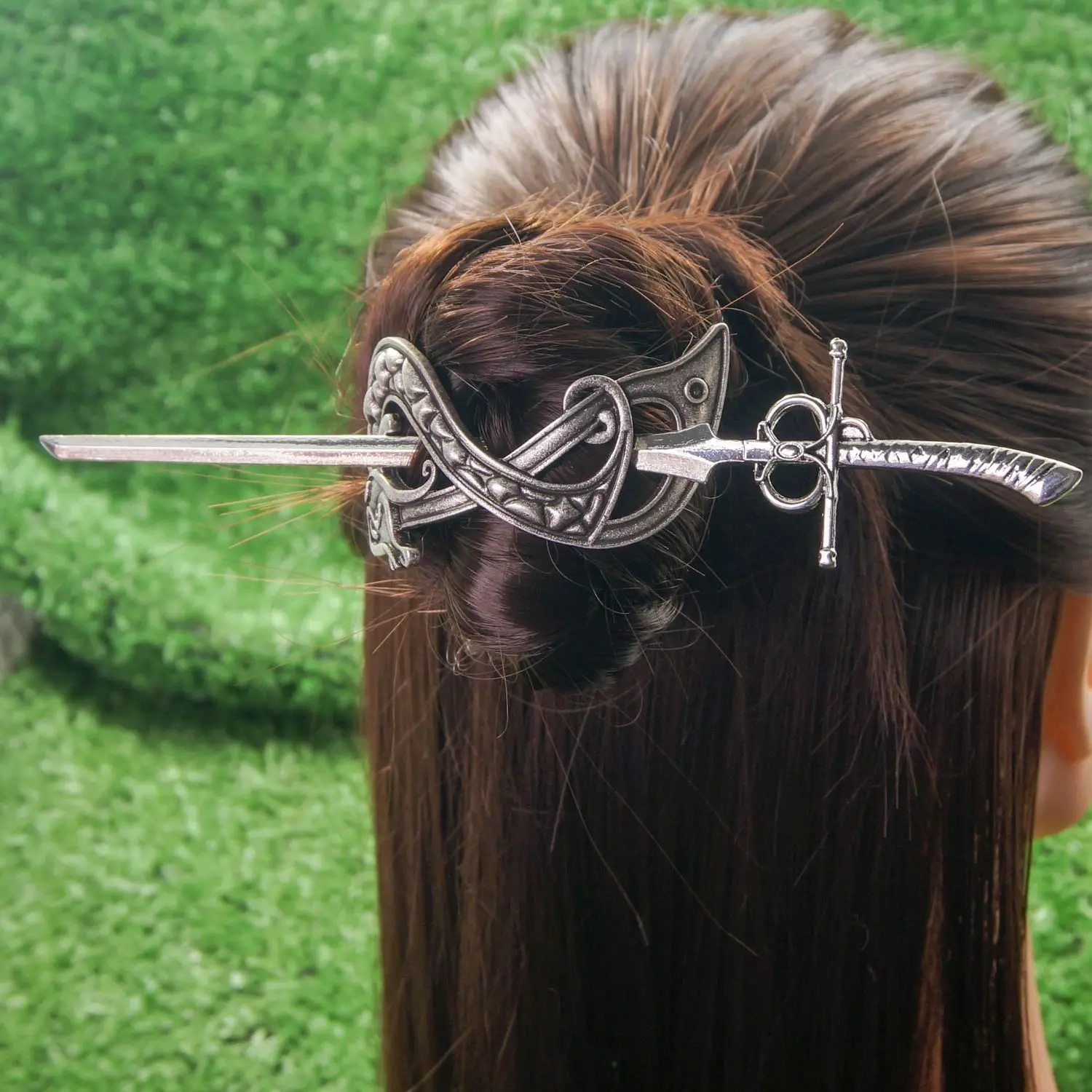 реколта викинг келтски възел щипка за коса меч прическа жени коса украшение подарък