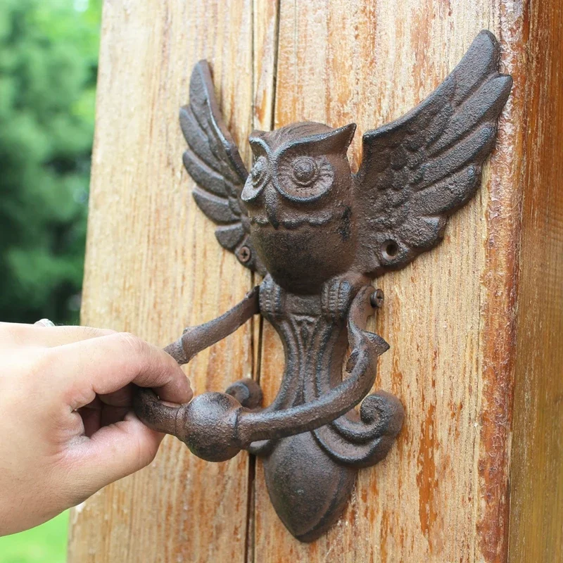 Реколта врата чукче чугун OWL декоративни Doorknocker ковано желязо врата дръжка резе антични порта богато украсени птица домашен офис