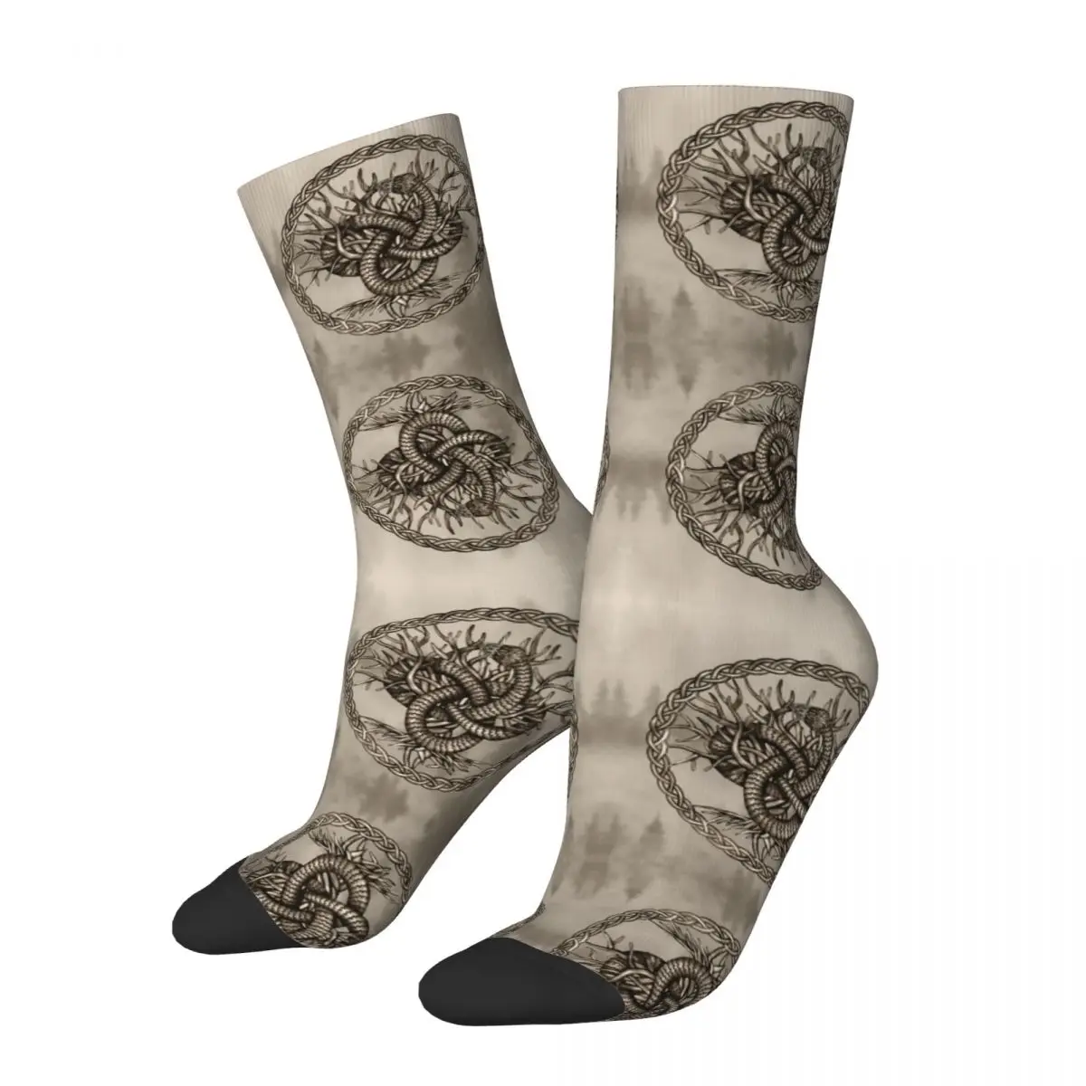 Скандинавска митология Ouroboros възел продукт чорапи уютен дървото на живота сепия високо качество средна тръба чорапи